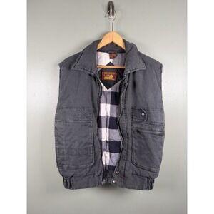 Y2K Grunge Skater Faded Distressed Workwear Vest Warm Quilted Lined Mens L